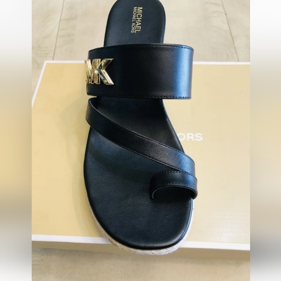 Michael Kors Sidney Espadrille Wedge Sandals Black Size US 7.5 M - Picture 9 of 12